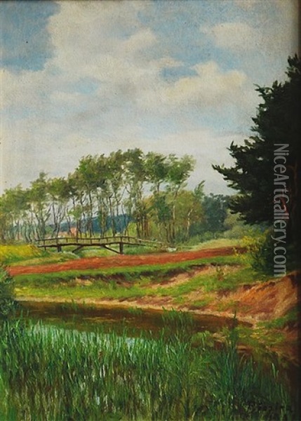 Lavka Pres Potok Oil Painting - Vaclav Brezina