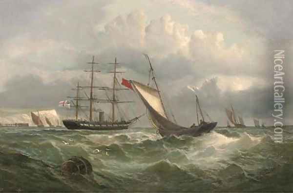 In the Channel off Dover Oil Painting - English School