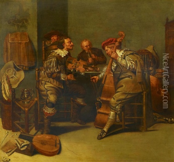 Musizierendes Trio Oil Painting - Jacob Duck