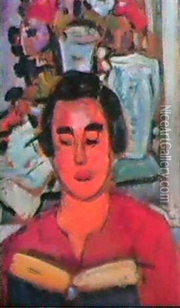Portrait Of Miss Jean Mccaig Oil Painting - George Leslie Hunter
