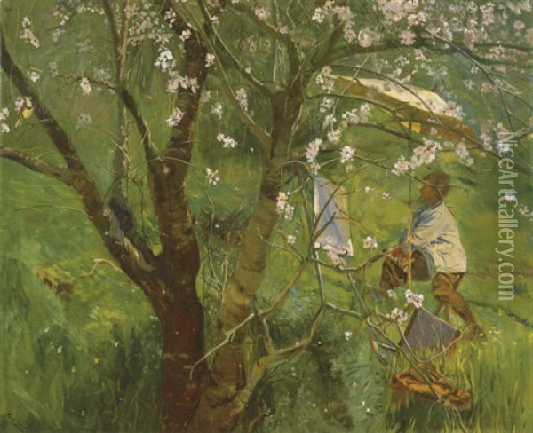 Again The Meadowlark Oil Painting - Karl Yens