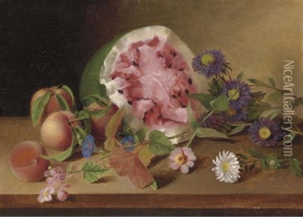 Still Life With Watermelon Oil Painting - James Peale Sr.