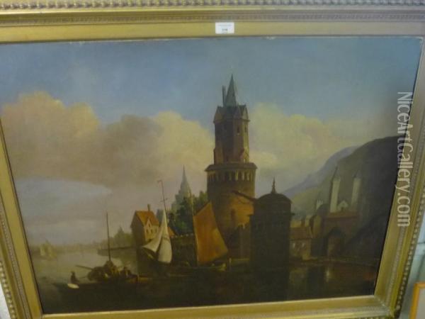 View Of Andernaugh On The Rhine Oil Painting - Robert Griffier