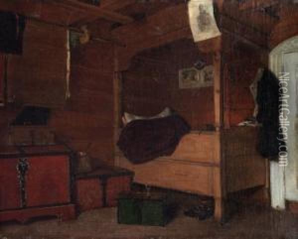Interior Fra Opheim I Hardanger 1875 Oil Painting - Carl Frederik Sundt-Hansen