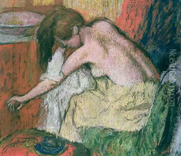 Woman drying herself, 1888-89 Oil Painting - Edgar Degas