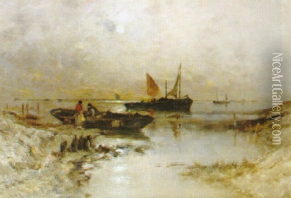 Strandparti I Skymning Oil Painting - Wilhelm von Gegerfelt