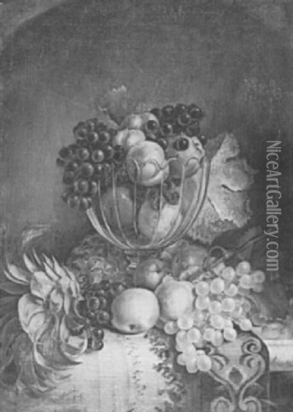 Still Life With Fruit Oil Painting - Frederick S. Batcheller