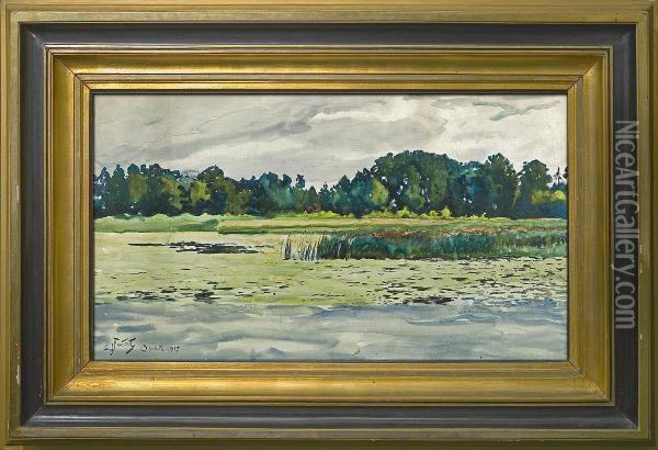 Pond In Osiek Oil Painting - Julian Falat