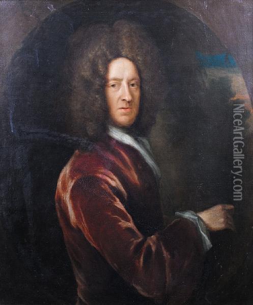 Portrait Of James Vernon (1646-1727) Oil Painting - John Greenhill