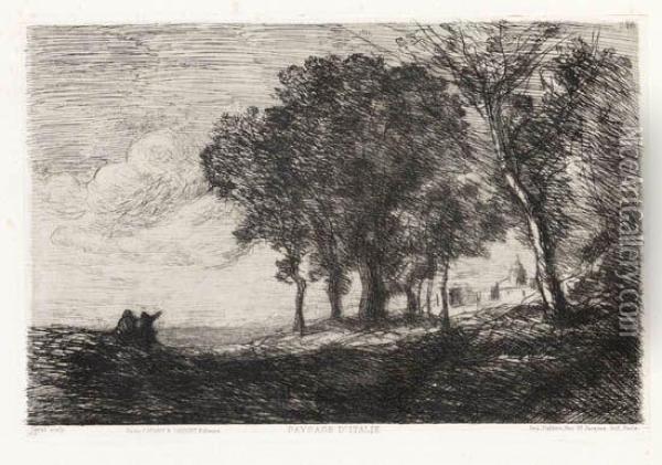 Paysage D'italie Oil Painting - Jean-Baptiste-Camille Corot
