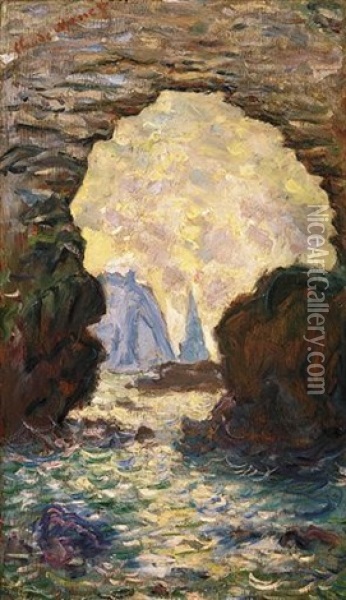 L'aiguille Vue A Travers La Porte D'amont Oil Painting - Claude Monet