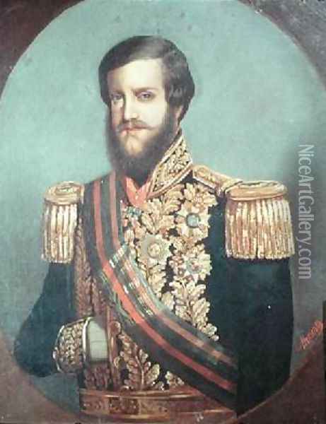 Pedro II 1825-91 Emperor of Brazil Oil Painting - Luis de Miranda Pereira Visconde de Menezes
