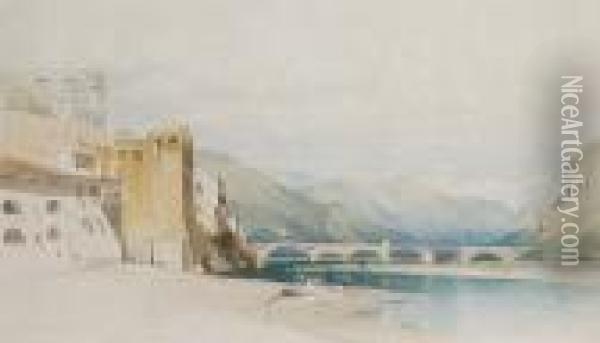 Bridge Over The Roja, Ventimiglia Oil Painting - Harry John Johnson