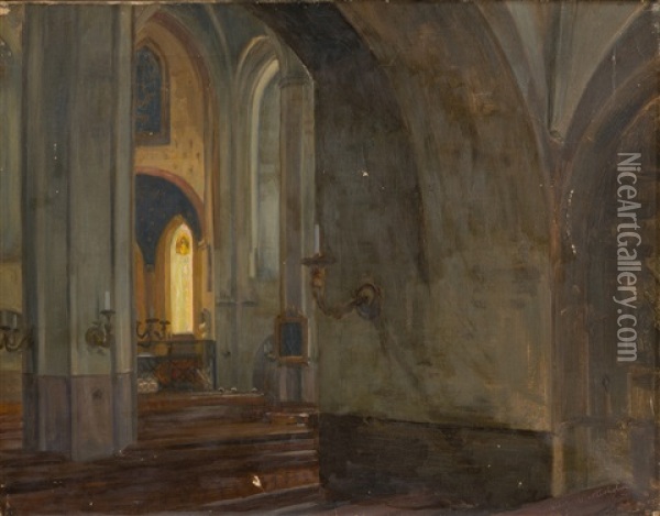 Church Interior Oil Painting - Victor Westerholm