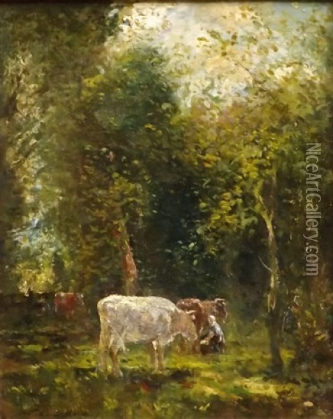 Cattle In A Sunlit Glade Oil Painting - Willem Maris