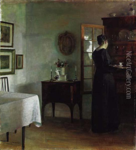 A Quiet Morning Oil Painting - Carl Vilhelm Holsoe
