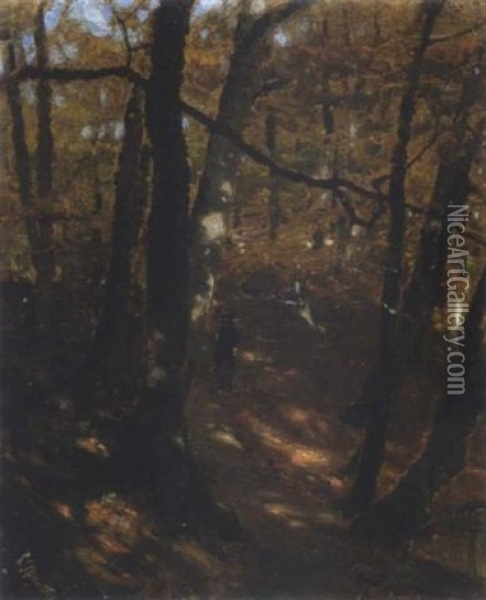 Im Herbstwald Oil Painting - Ludwig Munthe