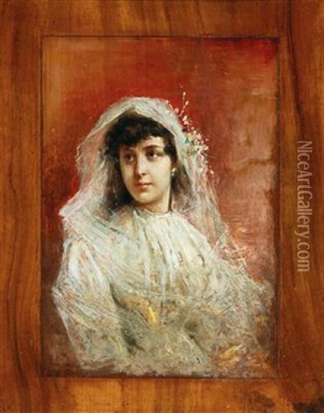 Girl In White Dress Oil Painting - Dominik Skuteczki