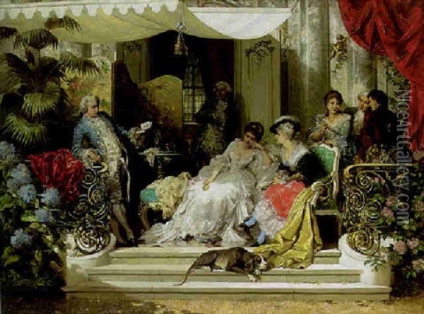 An Afternoon On The Terrace Oil Painting - Karl Schweninger the Younger