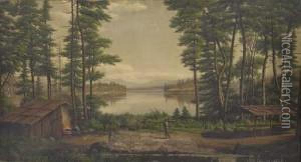 Lake In The Central Adirondacks Oil Painting - Levi Wells Prentice
