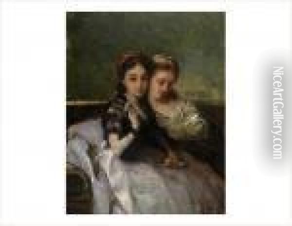 Deux Jeunes Femmes Oil Painting - Adolphe Joseph Th. Monticelli