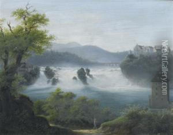 View Of The Rhine Falls At Schaffhausen Oil Painting - Matthias Neithardt