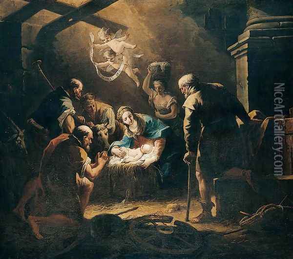 Adoration of the Shepherds c. 1755 Oil Painting - Gaspare Diziani