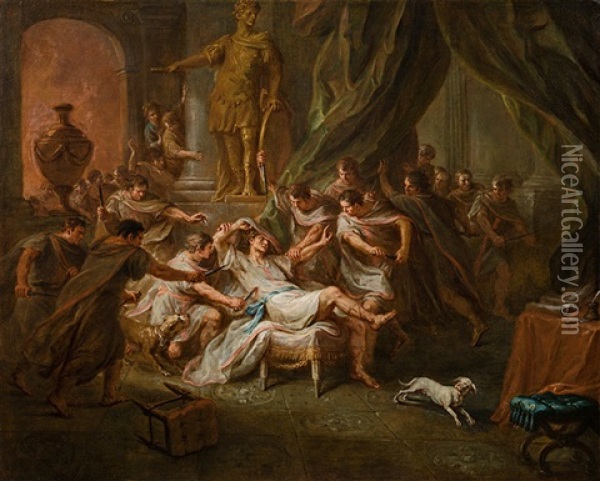 The Death Of Caesar Oil Painting - Martin Johann (Kremser Schmidt) Schmidt