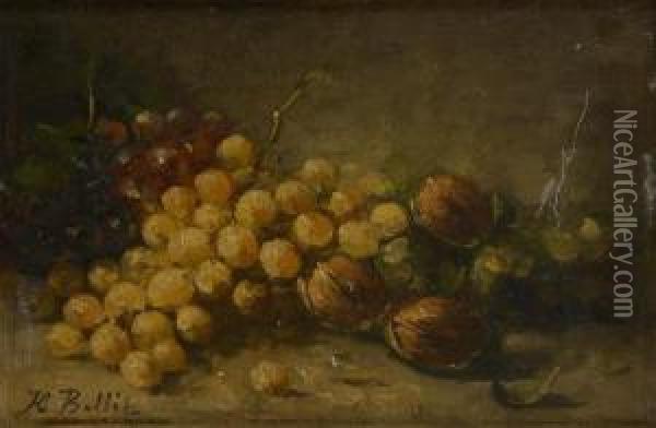 Nature Morteaux Noix Et Raisins Oil Painting - Hubert Bellis