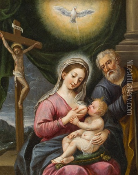 Heilige Familie Mit Kreuzigung Oil Painting - Antonio Mercurio Amorosi