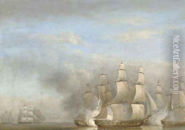 H.M.S. Arethusa in company with the frigates Oil Painting - Thomas Luny