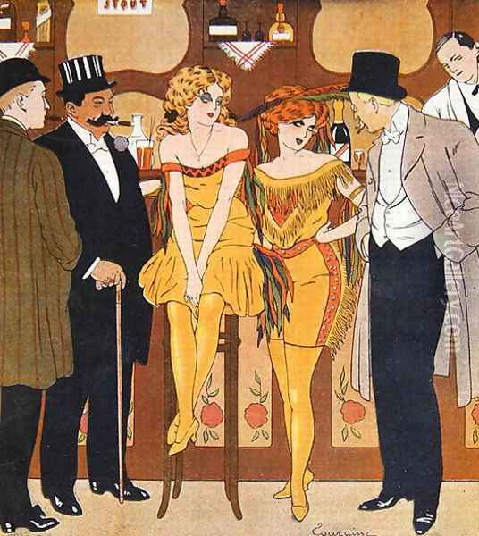Caricature of prostitutes with their clients, from Le Rire, 1901 Oil Painting - Edouard Touraine