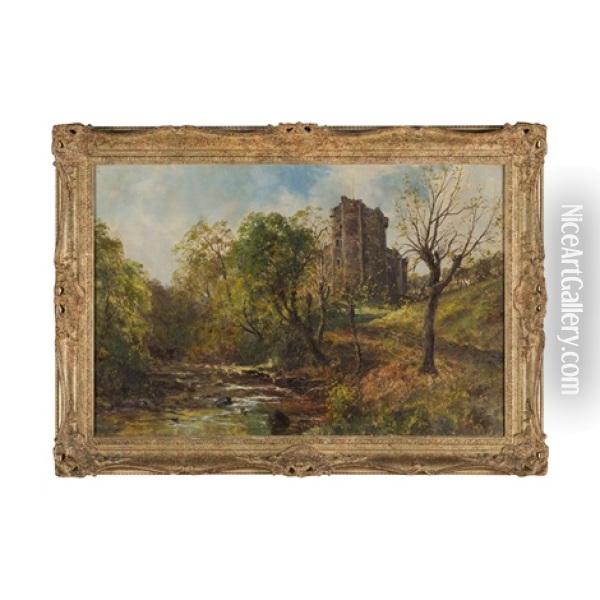 Neidpath Castle, Near The River Tweed Oil Painting - John Falconar Slater