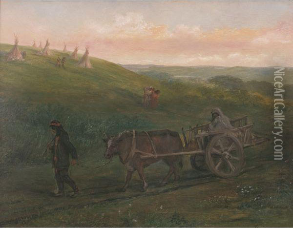 Indian Camp On Brandon Hills Oil Painting - Alfred Boisseau