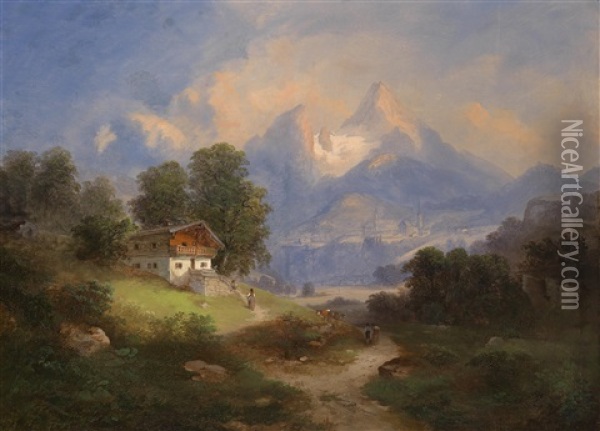 Blick Auf Berchtesgaden Oil Painting - Franz Barbarini