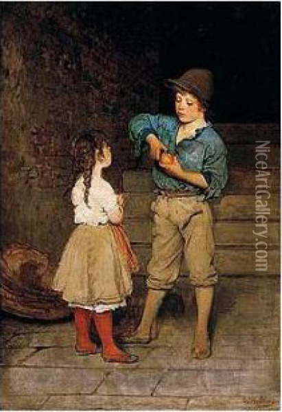 Zwei Kinder (two Children) Oil Painting - Eugene de Blaas