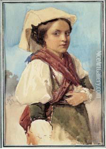Portrait D'une Paysanne Italienne Oil Painting - Mathilde, Princesse Bonaparte