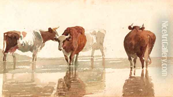 Cattle watering Oil Painting - Peter de Wint