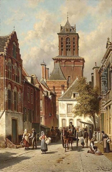 The Bird Market, Delft Oil Painting - Jacques Carabain