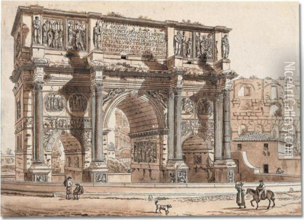 The Arch Of Constantine Oil Painting - Constant Florent F. Bourgeois Du Castelet
