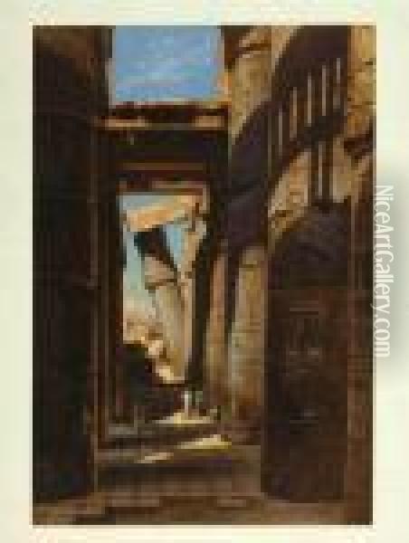 Karnak Oil Painting - Carl Friedrich H. Werner