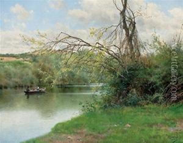 Along A River, Guillena Oil Painting - Emilio Sanchez-Perrier