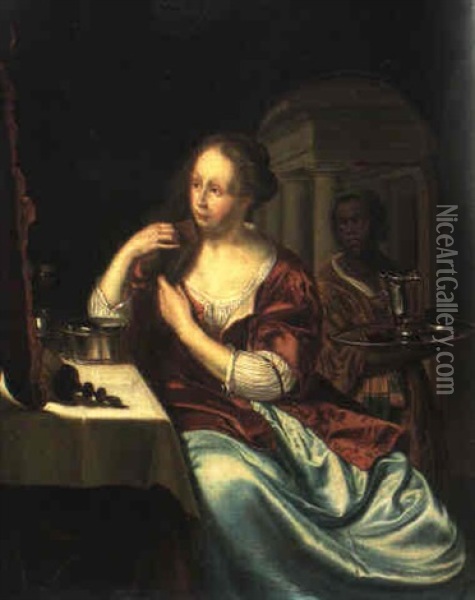 Dame Bei Der Toilette Oil Painting - Willem van Mieris