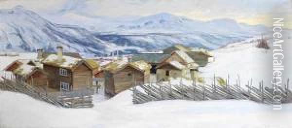 Vinter I Vaga Olje Pa Lerret Oil Painting - Niels Gustav Wentzel