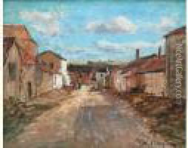 Rue De Village Oil Painting - Edmond Marie Petitjean