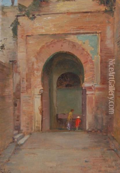 La Porta Del Sole Di Granada Oil Painting - Leopoldo Galeota