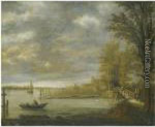 Landscape With A View Of Dordrecht From The South With A Lumberyard Oil Painting - Aelbert Cuyp