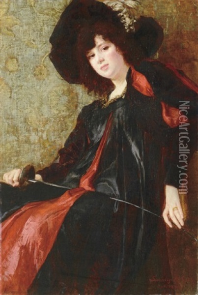Female Portrait Oil Painting - Kornel Spanyik