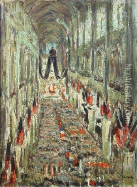 Ceremonie De La Translation Du Corps Du Marechal Foch Aux Invalides Oil Painting - Gilbert Louis Bellan