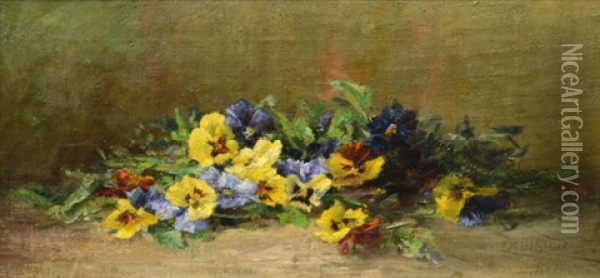 Pansies Oil Painting - Lydia M. B. Hubbard